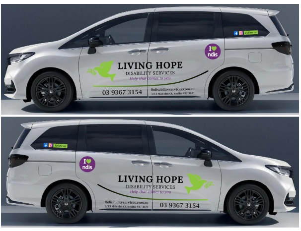 LIVING HOPE DISABILITY SERVICES “Signage, Decal & Car Advertising”
